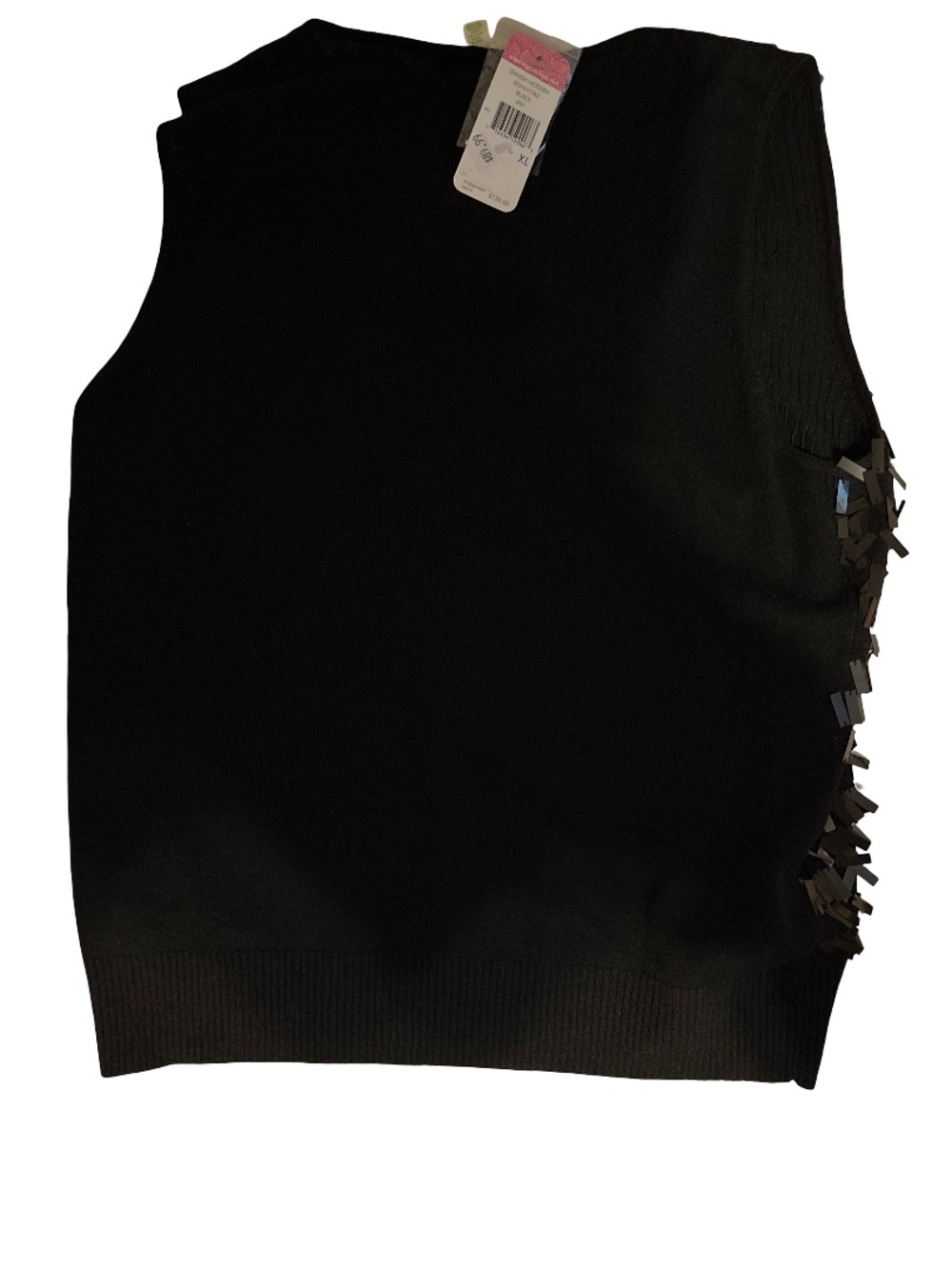 Sigrid Olsen Black Sequin Fringe Knit Tank - Picture 2 of 4